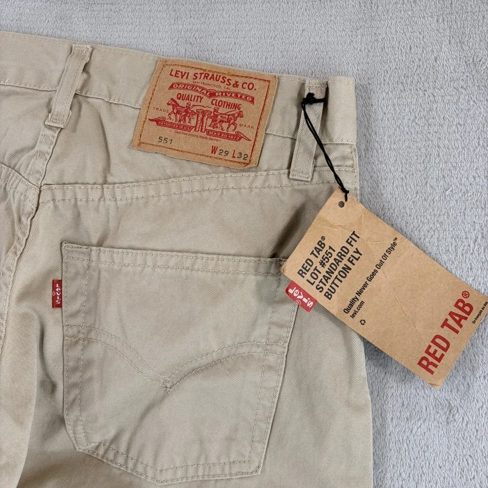 Vintage Levis 551 Red Tab Jeans Denim‎ Pants in Beige Men 28x32 (Tag 29x32) NWT